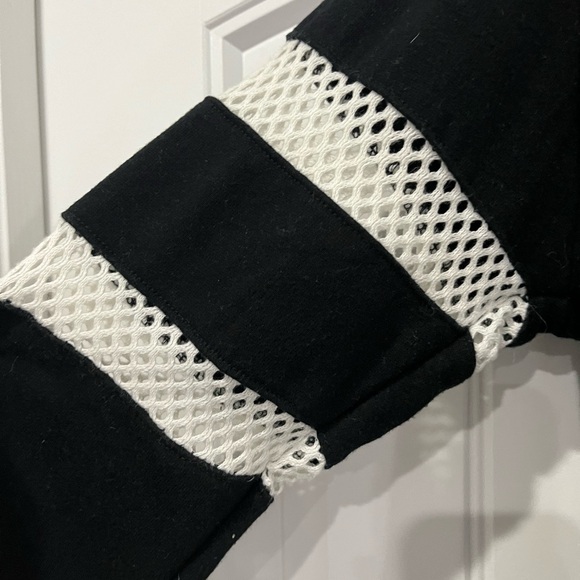 EXPRESS cropped black sweatshirt with white mesh detailing. - Picture 2 of 3